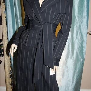 Tracy Reese pinstripe suit set- culottes and belted blazer